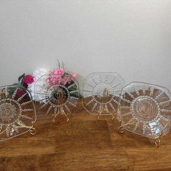 Federal Glass Columbia Clear Depression Glass Side Plates Set of 4 Vintage 1930s - Picture 1 of 5